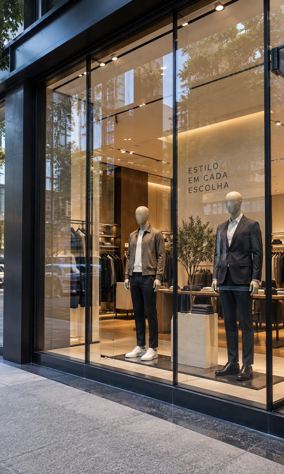 Vitrine de loja com fachada envidraçada